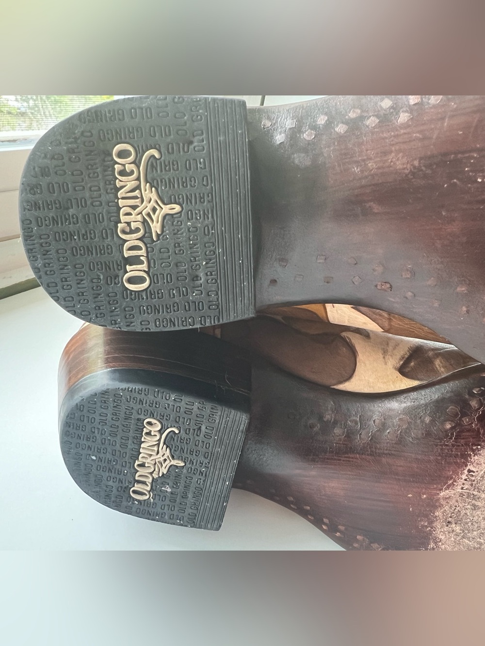 Old Gringo Brown Tan Cream Camo Print Leather Cowboy Boots 7 - Picture 15 of 16